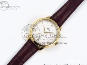 0202 De Ville Date YG MKF 1:1 Best Edition White Textured Dial Roman Marker on Brown Leather Strap A Refined 7756